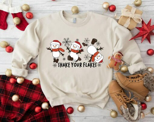 Shake Your Flakes Winter Snowman Cute Lovely Sweatshirt Trendy Unique Xmas Gift