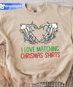 Skeleton Heart Hands I Love Matching Christmas Sweatshirt