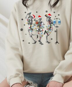 Skeleton Nurse Christmas Sweatshirt Funny Xmas Gift