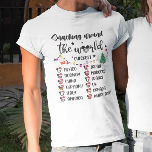 Snacking Around The World Checklist Christmas T-shirt