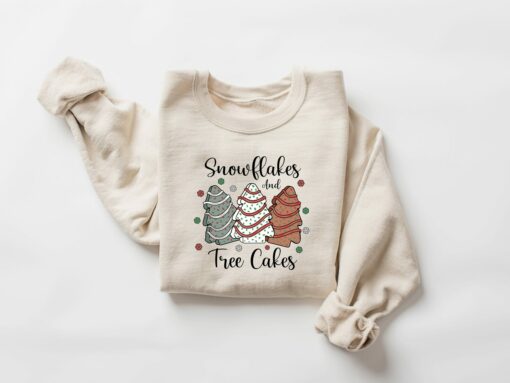 Snowflakes And Tree Cakes Sweatshirt Lovely Unique Xmas Gift