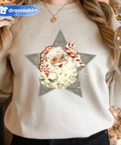 Star Shape Santa Candy Cane Merry Christmas Sweatshirt