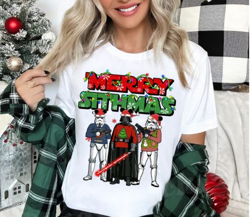 Star Wars Darth Vader Stormtrooper Merry Sithmas Christmas Lights Funny Sweatshirt Unique Xmas Gift