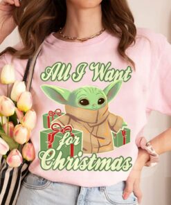 Star Wars The Mandalorian The Child All I Want For Christmas Premium Lights Cute Sweatshirt Unique Xmas Gift