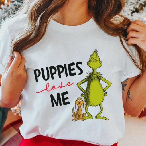 The Grinch And Max Puppies Love Me Christmas T-Shirt