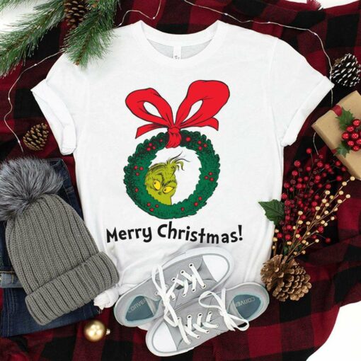 The Grinch Wreath Merry Christmas T-Shirt