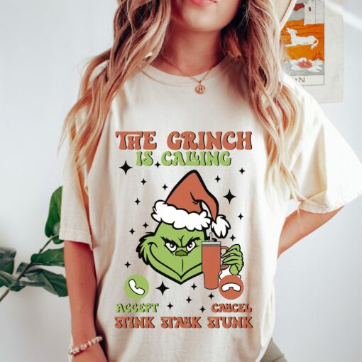 The Grinchy Is Calling Accept Or Cancel Funny Christmas Sweatshirt Humor Unique Xmas Gift