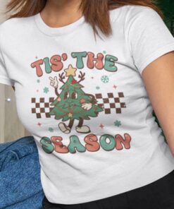 Tis The Season Checkerboard Skateboarding Xmas Tree Costume White Tee