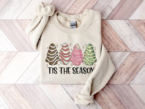 Tis The Season Christmas Cake Lights Sweatshirt Lovely Unique Xmas Gift