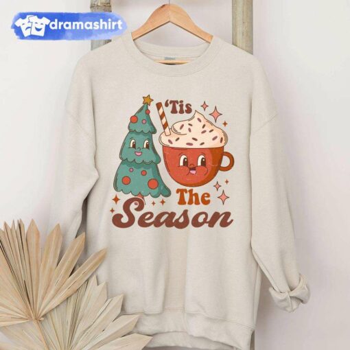 Tis The Season Cup of Coffee Christmas Tree Sweashirt