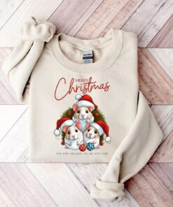 Tis The Season To Be Stylish Merry Christmas Cute Animals Bunnies Lights Sweatshirt