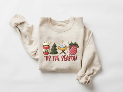 Tis the Season Christmas Nativity Holy Night Sweatshirt Unique Xmas Gift