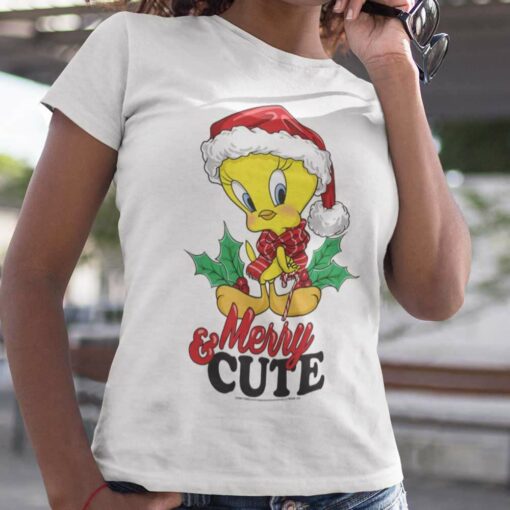 Tweety Bird Merry & Cute Christmas T-Shirt Looney Tunes