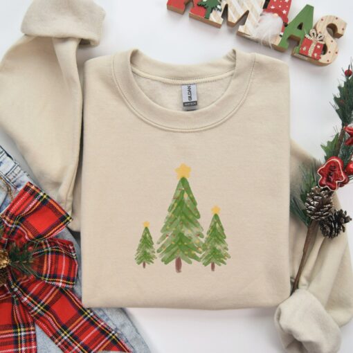 Vintage Cute Christmas Pine Tree Sweatshirt Lovely Unique Xmas Gift