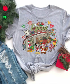 Vintage Disney Epcot Christmas Mickey Friends Christmas Shirt Joy to the World Family Vacation Tee