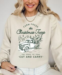 Vintage Farm Fresh Christmas Trees Sweatshirt Cozy Unique Xmas Gift