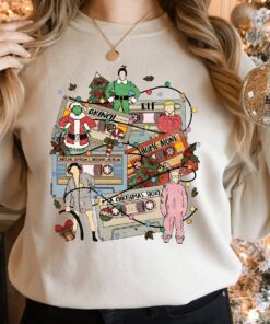 Vintage Funny Christmas Movie Characters Cassette Type Sweatshirt