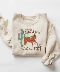 Vintage Jingle Horse Pick Up Your Feet Christmas Sweatshirt Warm Unique Xmas Gift