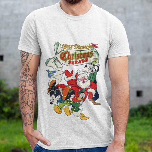 Walt Disney’s Christmas Parade Mickey Goofy Donald Duck and Santa Christmas T-shirt