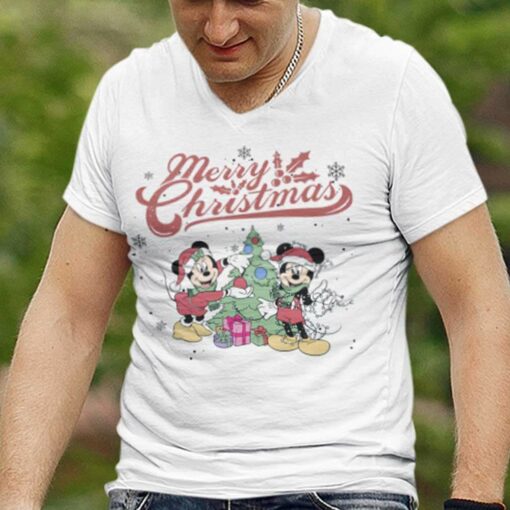 Xmas Tree Mickey Minnie Merry Christmas T-shirt