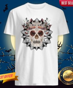 Autumn Gothic Sugar Skull With Mandala Roses Flowers Day Of Dead Dia De Los Muertos Shirt