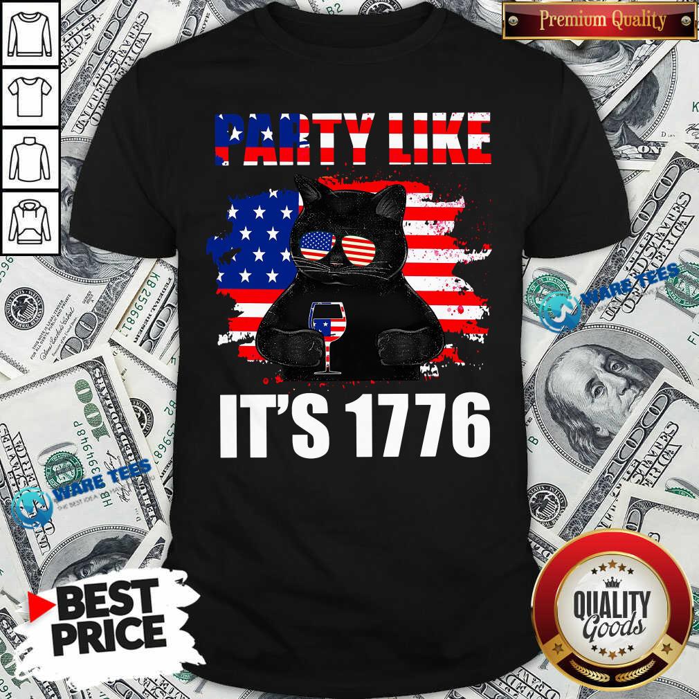 Black Cat Party Like Its 1776 Shirt Black Cat Party Like Its 1776 Shirt