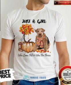 Dog And Pumpkin Just A Girl Who Loves Fall And Wire Fox Terrier Halloween Shirt