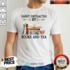 Funny Easily Distracted By Books And Tea Shirt
