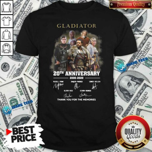Funny Gladiator 20th Anniversary 2000 2020 Thank You For The Memories Signatures Shirt
