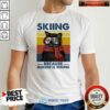 Good Black Cat Skiing Because Murder Is Wrong Vintage Retro Shirt