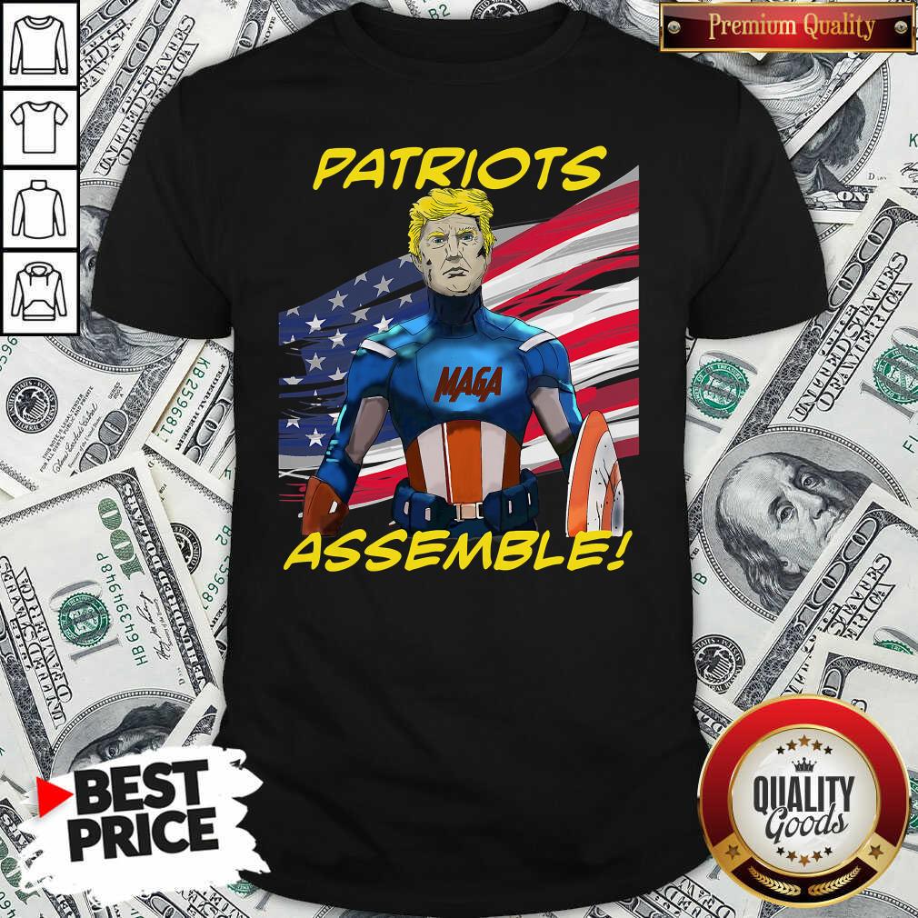 Happy Patriots Assemble Donald Trump Maga American Flag Shirt - Waretees Happy Patriots Assemble Donald Trump Maga American Flag Shirt - Waretees
