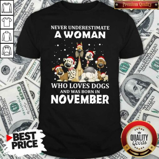 Never Underestimate Loves Dogs Was Born November Dogs Shirt