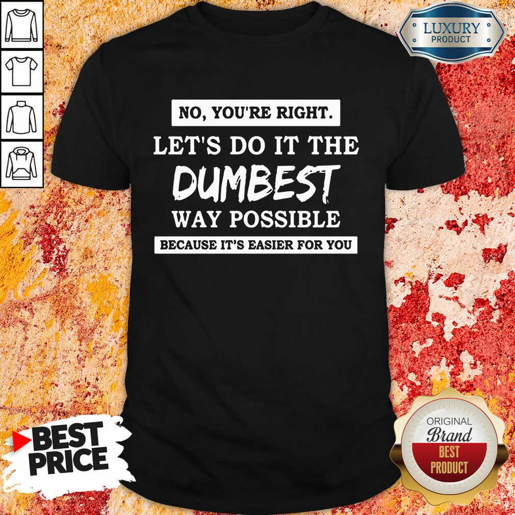 Nice No You'Re Right Let'S Do It The Dumbest Way Possible Shirt Nice No You'Re Right Let'S Do It The Dumbest Way Possible Shirt