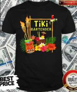Nice Tiki Bartender Tiki Head Tiki Torches Parrot Tropical Flower Shirt