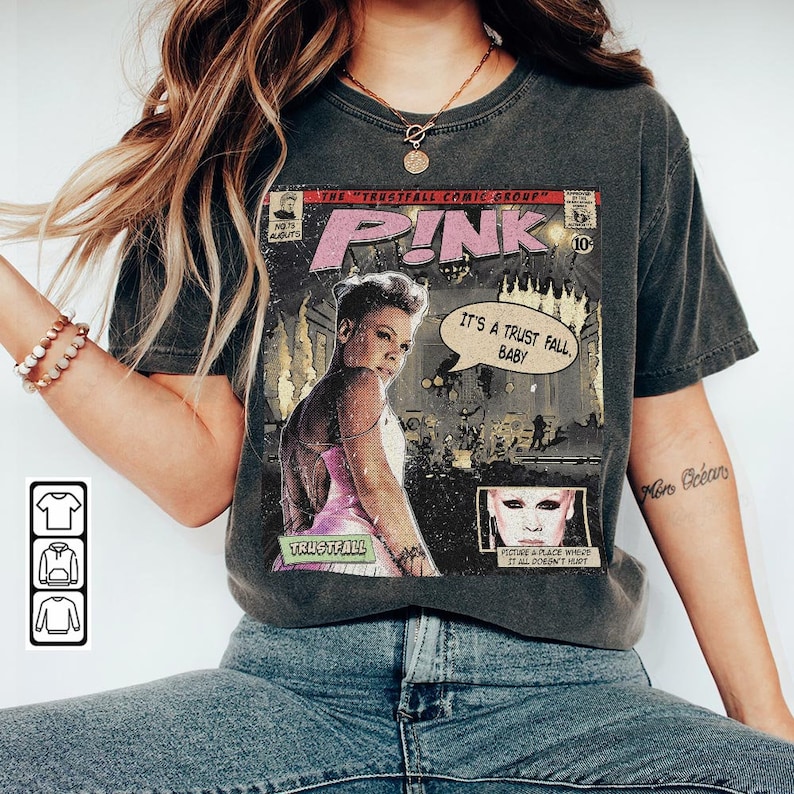 90s Vintage Merch Book Art P!nk Trustfall World Tour Album Shirt 90s Vintage Merch Book Art P!nk Trustfall World Tour Album Shirt
