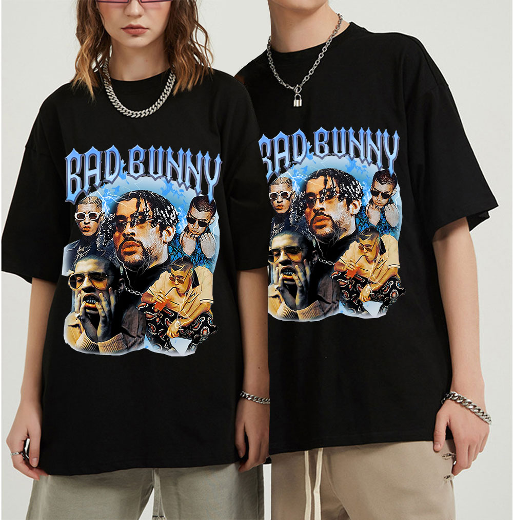 Bad Bunny T-shirts – Vintage Graphic Bad Bunny Printed T-shirt Bad Bunny T-shirts – Vintage Graphic Bad Bunny Printed T-shirt