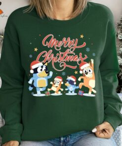 Bluey Family Merry Christmas Sweatshirt  Blue Dog Christmas Shirt  Bluey Christmas T-Shirt  Bluey Christmas Tee  Family Bluey Xmas Shirt