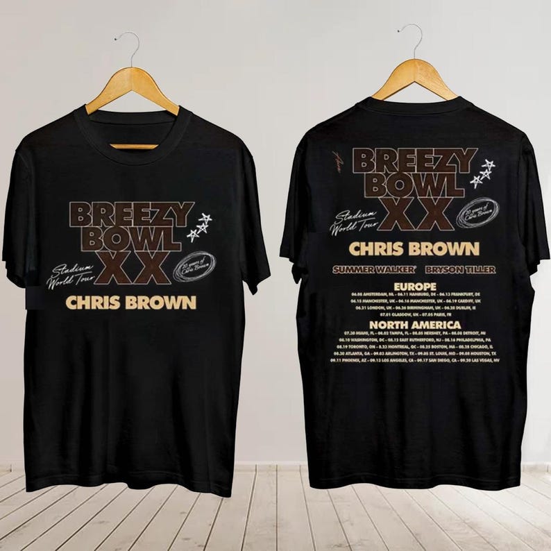 Breezy Bowl XX Tour 2025 Shirt, Chris Brown Concert Shirt Breezy Bowl XX Tour 2025 Shirt, Chris Brown Concert Shirt