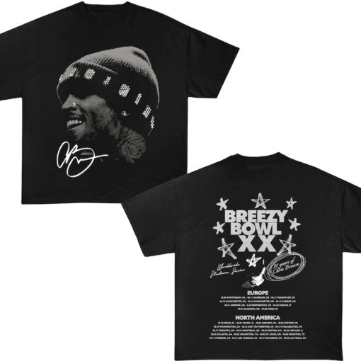 Breezy Bowl XX Tour T-Shirt, Chris Brown Album Shirt, Chris Brown Fan Gift, Chris Brown Merch