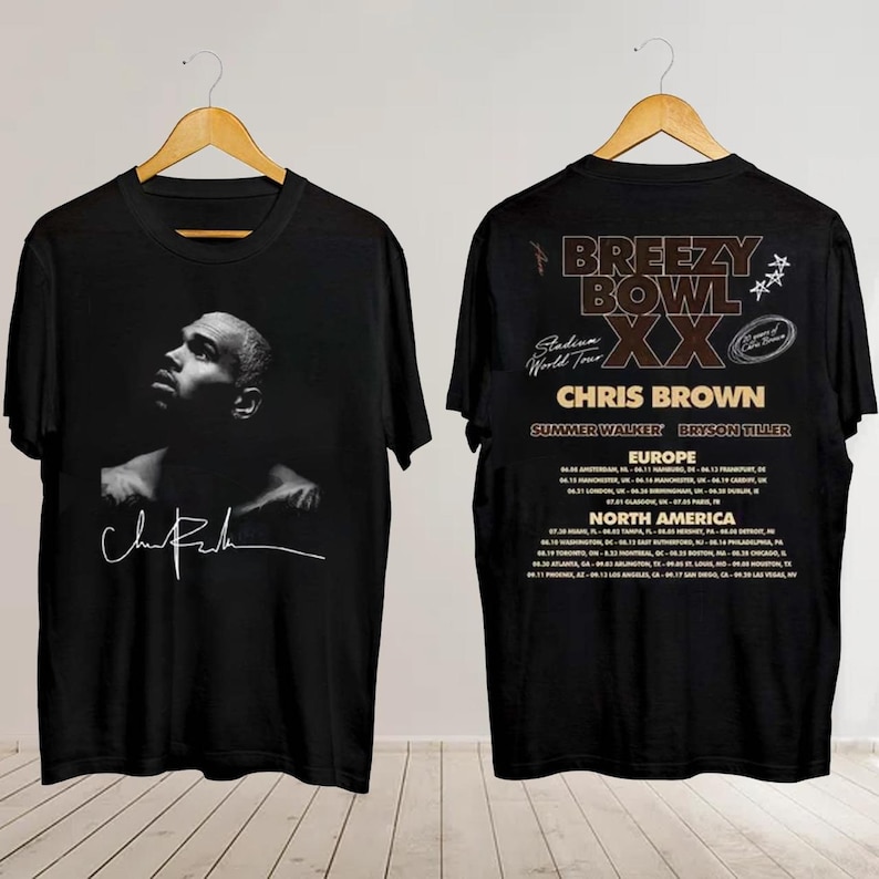 Breezy Bowl XX Tour T Shirt, Chris Brown Concert Breezy Bowl XX Tour T Shirt, Chris Brown Concert