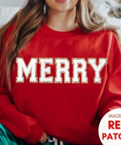 Chenille Patch Christmas Shirt, Merry Christmas Shirt