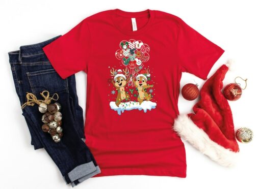 Chip and Dale Christmas Shirt Hoodie Sweatshirt, Disney Christmas Balloon Shirt, Double Trouble Shirt, Disney Family Christmas Shirt
