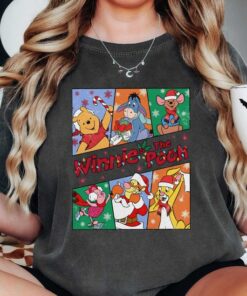 Comfort Colors® Winnie The Pooh Christmas Sweatshirt, Disney Characters Shirt, Pooh And Friends Christmas, Disney Christmas Shirt