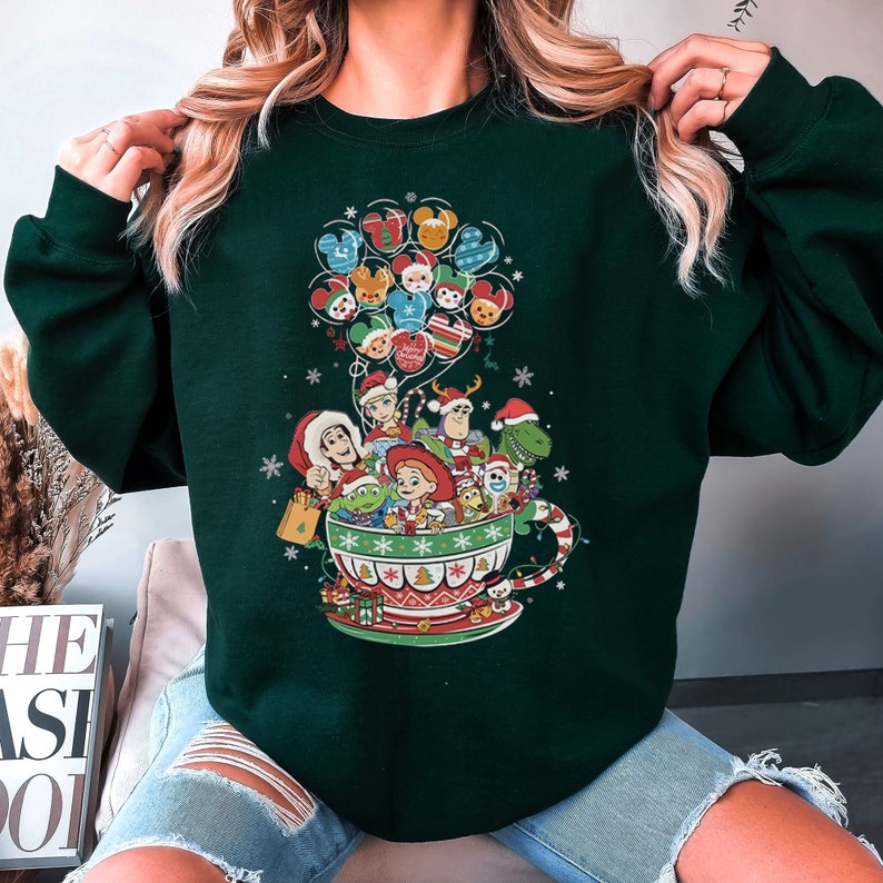Disney Pixar Toy Story Christmas Teacup Balloons Sweatshirt Disney Pixar Toy Story Christmas Teacup Balloons Sweatshirt