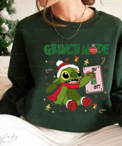 Grinch Stitch Mode On Sweatshirt, Disney Stitch Christmas Sweatshirt
