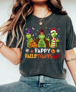 Happy Hallothanksmas Grinch Shirt, Grinch Santa Shirt
