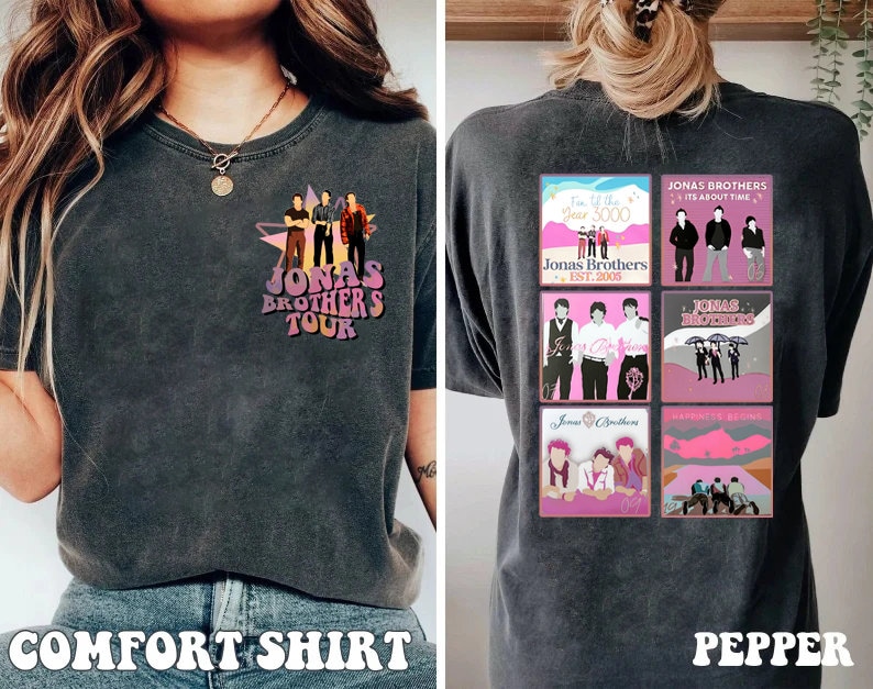 Jonas Brothers Two Sided, 6 Picture Shirt, Jonas Brothers Two Sided, 6 Picture Shirt,