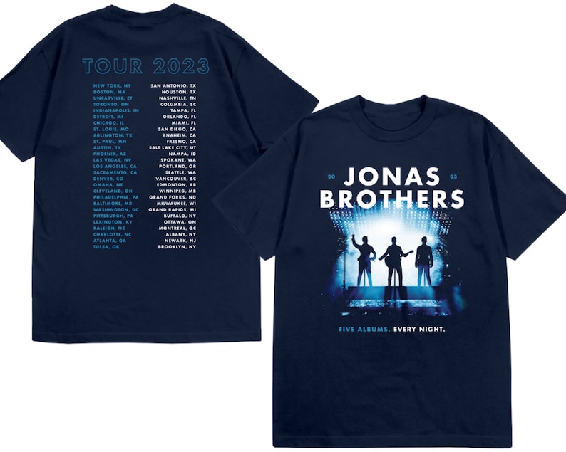 Jonas Five Albums One Night Places Tour Shirt Jonas Five Albums One Night Places Tour Shirt