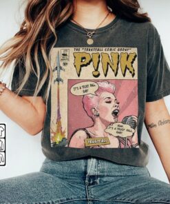 P!nk Comic Shirt, 90s Vintage Merch Book Art P!nk Trustfall World Tour Album Shirt
