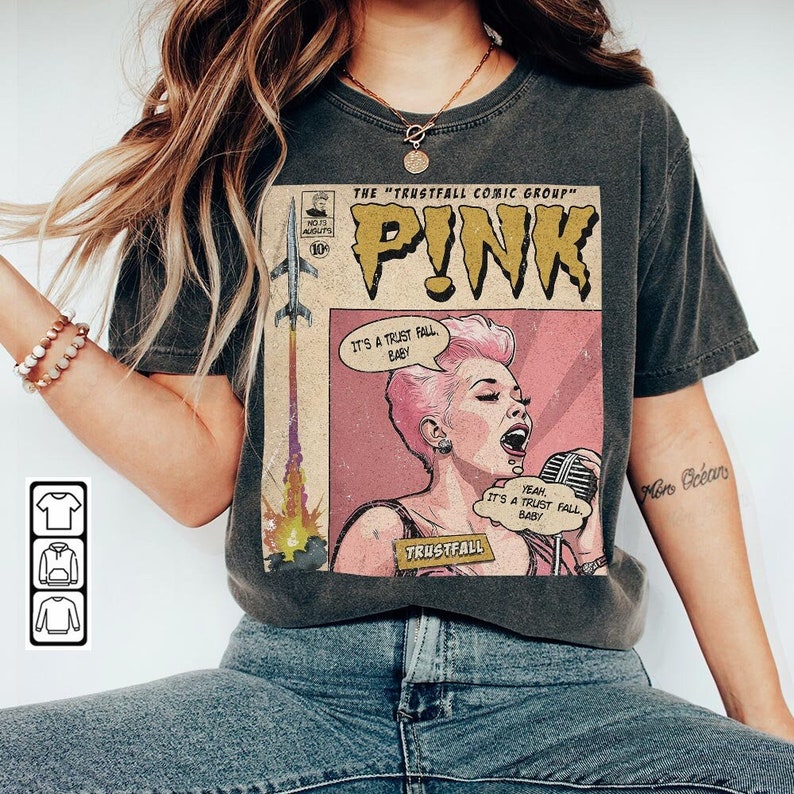 P!nk Comic Shirt, 90s Vintage Merch Book Art P!nk Trustfall World Tour Album Shirt P!nk Comic Shirt, 90s Vintage Merch Book Art P!nk Trustfall World Tour Album Shirt